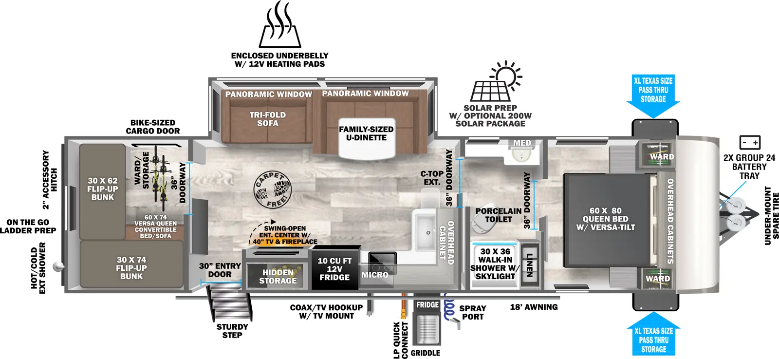 Hemisphere Travel Trailers 29XBHL Floorplan